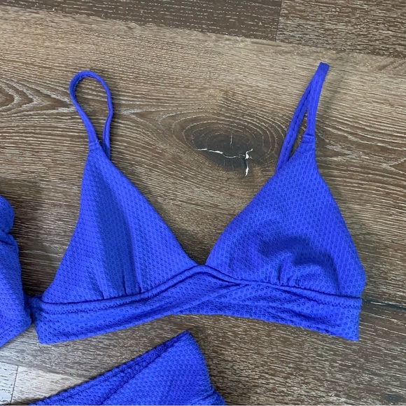 Aerie womens 3 piece bikini textured swimsuit set M - Picture 3 of 9